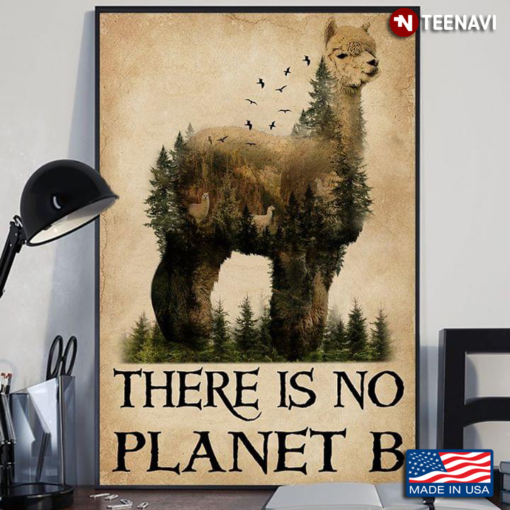 Vintage Alpaca In The Forest There Is No Planet B