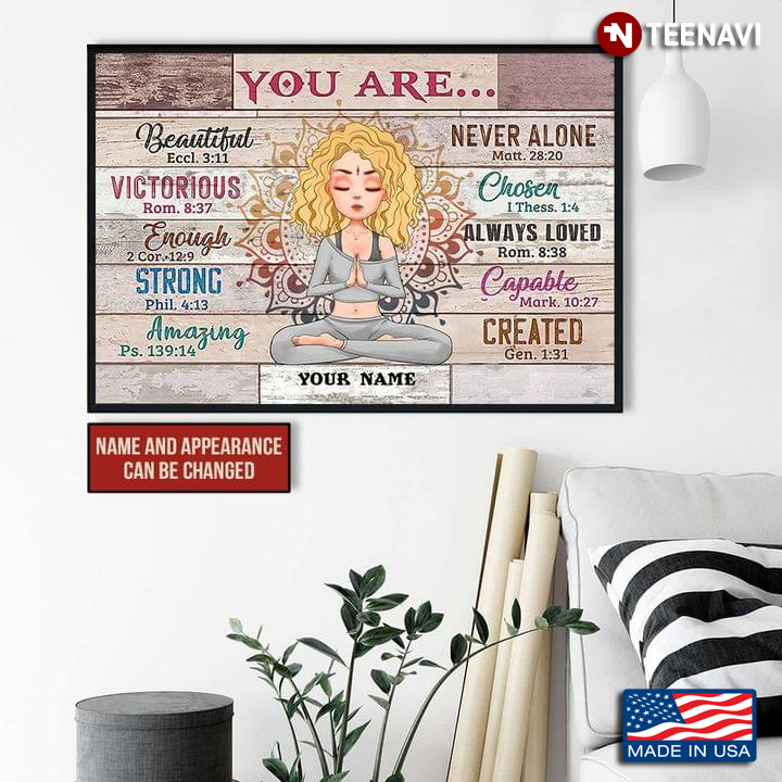 Personalized Girl With Blonde Hair Doing Yoga You Are Beautiful Never Alone