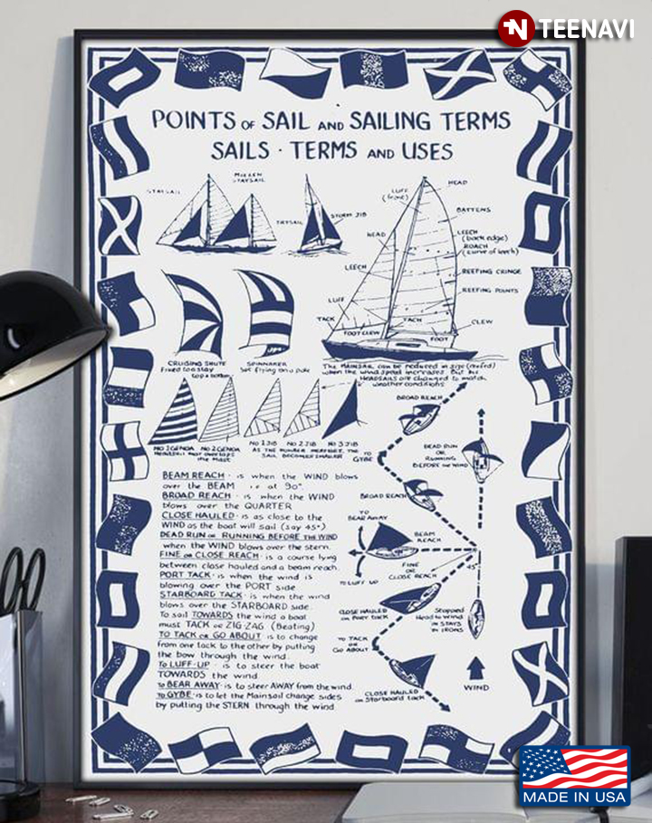 Points Of Sail And Sailing Terms Sails Terms And Uses Canvas Poster -  TeeNavi