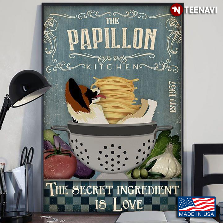 Vintage The Papillon Dog Kitchen Est.1957 The Secret Ingredient Is Love