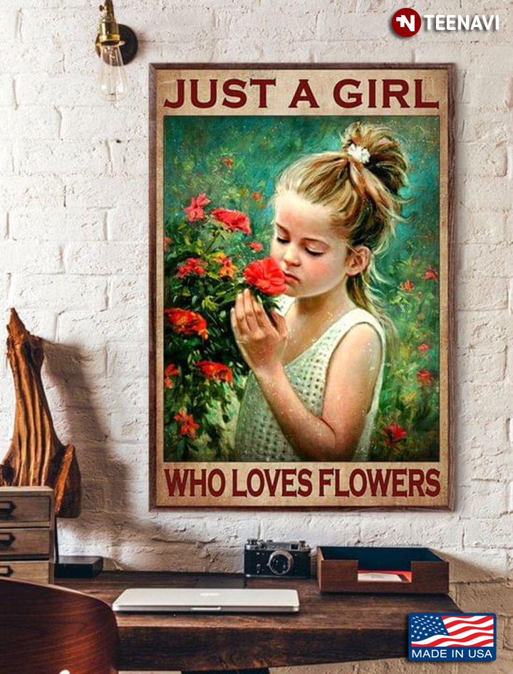 Vintage Little Girl Just A Girl Who Loves Flowers
