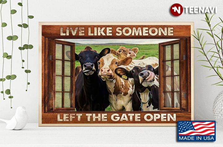 Window Frame With Four Cows Live Like Someone Left The Gate Open