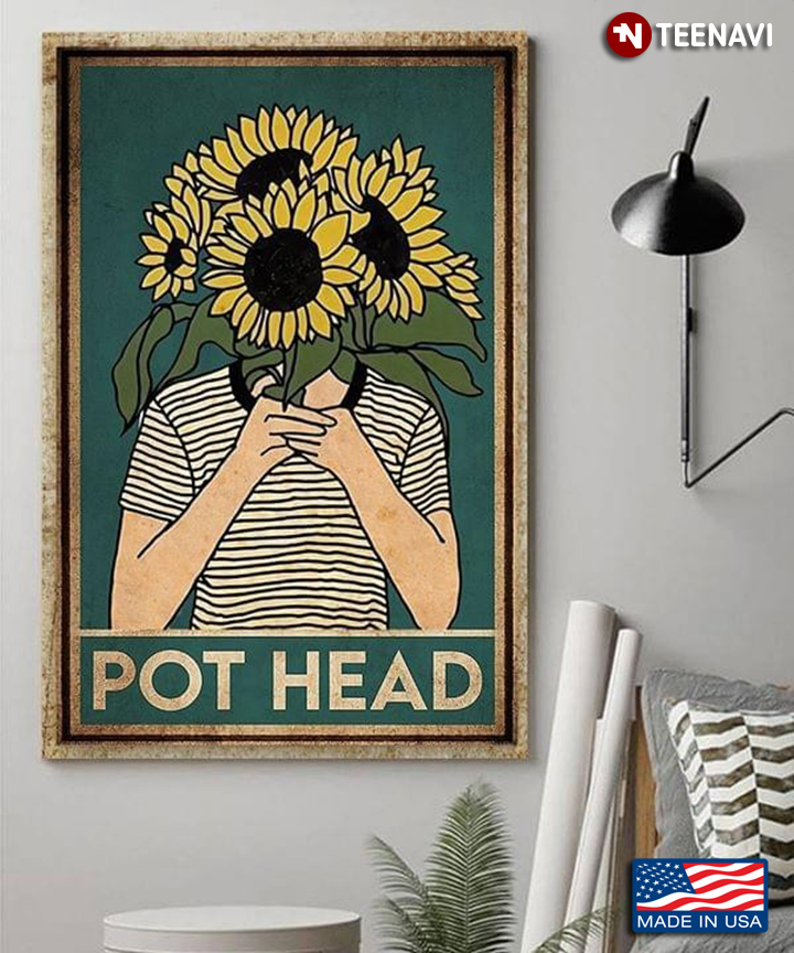 Vintage Sunflowers Hiding Human Head Pot Head