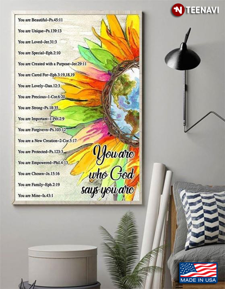 Colorful Sunflower With Crown Of Thorns You Are Who God Says You Are