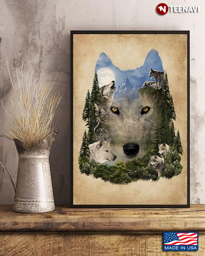 Vintage Wolf With The Forest & Wolves Inside