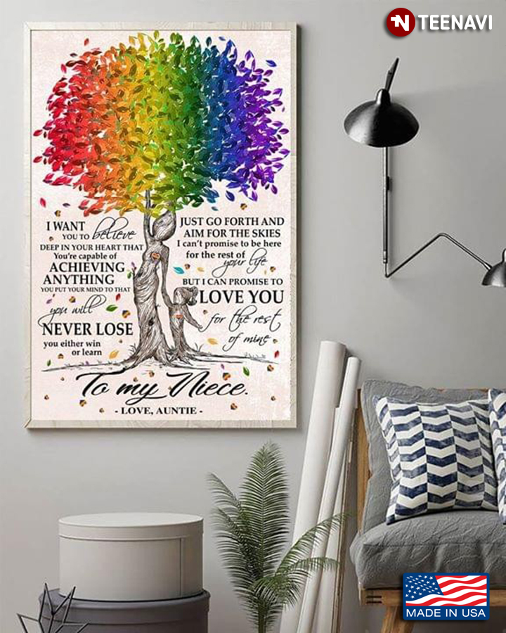 Colorful Tree Aunt & Niece To My Niece I Want You To Believe Deep In Your Heart