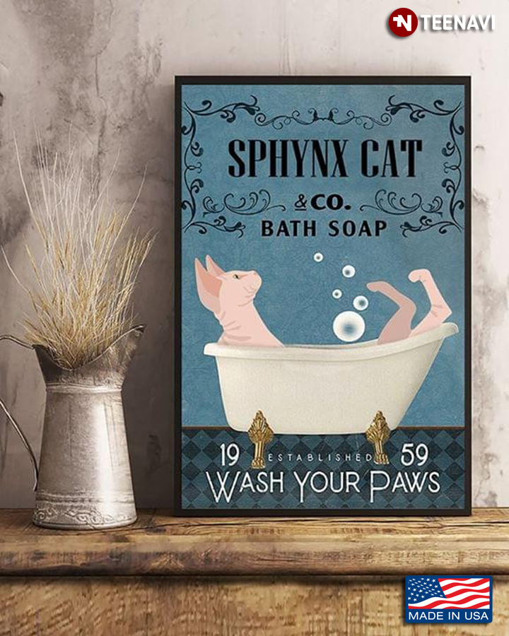 Vintage Sphynx Cat & Co. Bath Soap Wash Your Paws