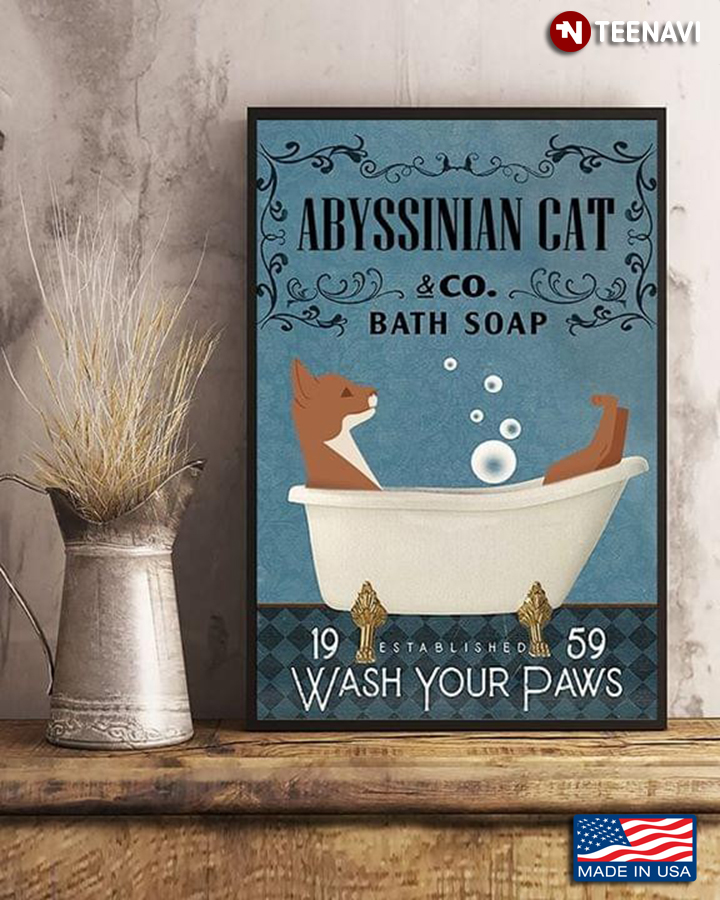 Vintage Abyssinian Cat & Co. Bath Soap Wash Your Paws