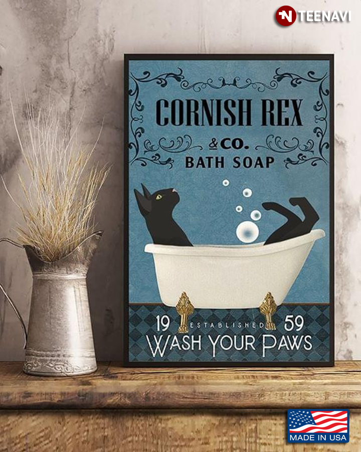 Vintage Cornish Rex Cat & Co. Bath Soap Wash Your Paws
