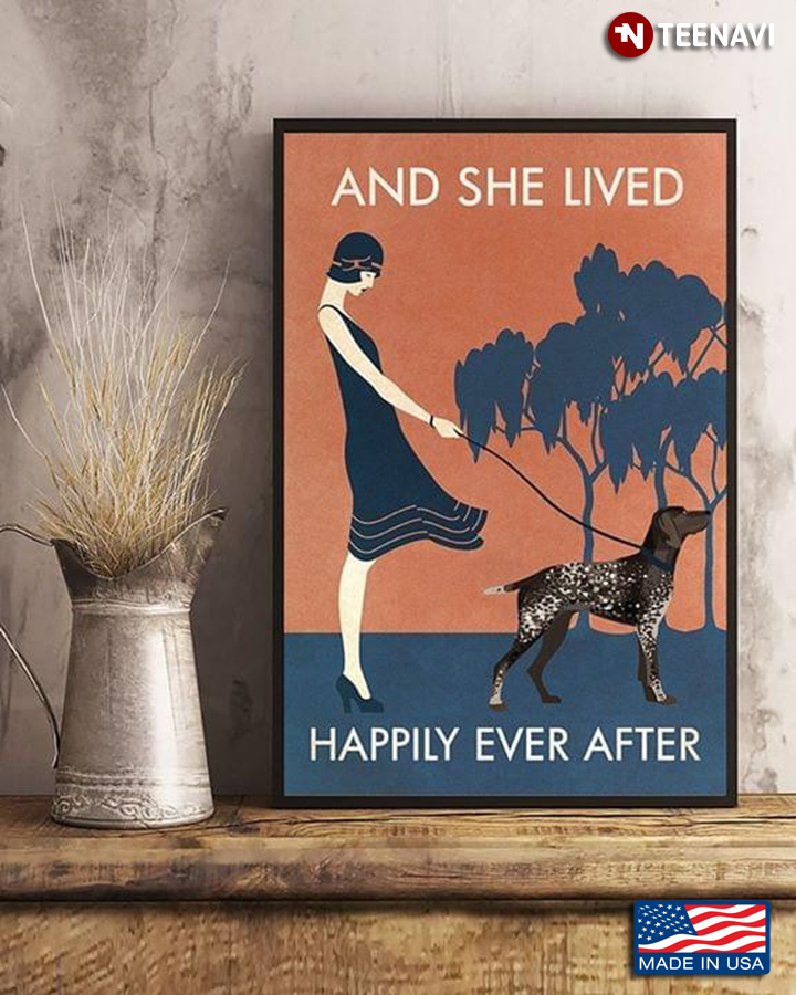 Vintage Girl & German Shorthaired Pointer And She Lived Happily Ever After