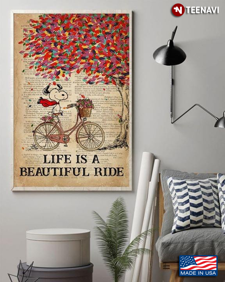 Dictionary Theme Snoopy On Bicycle Life Is A Beautiful Ride