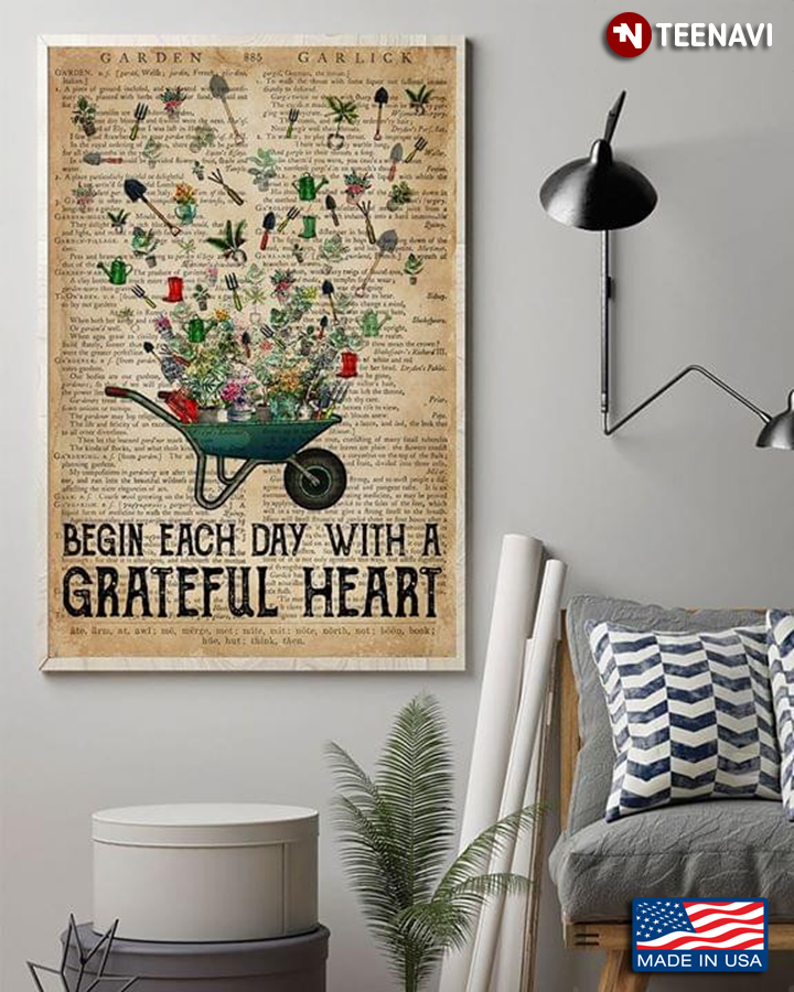 Dictionary Theme Gardening Tools Begin Each Day With A Grateful Heart