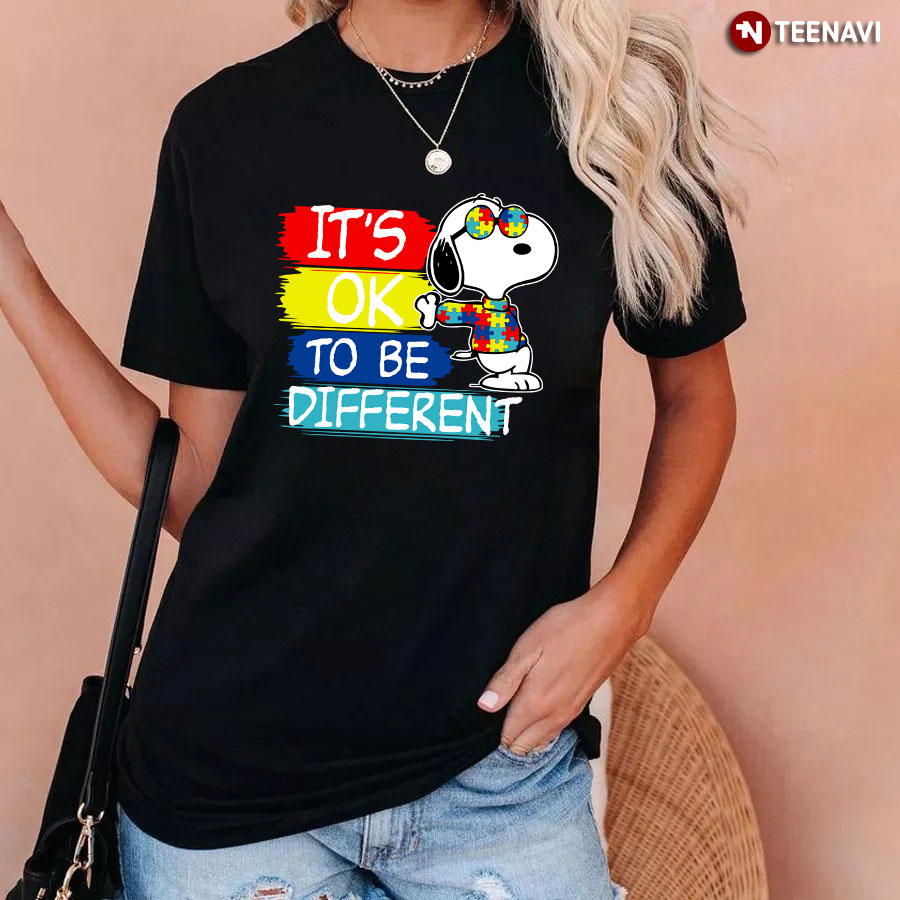 Snoopy Autism Awareness It's Ok To Be Different T-Shirt