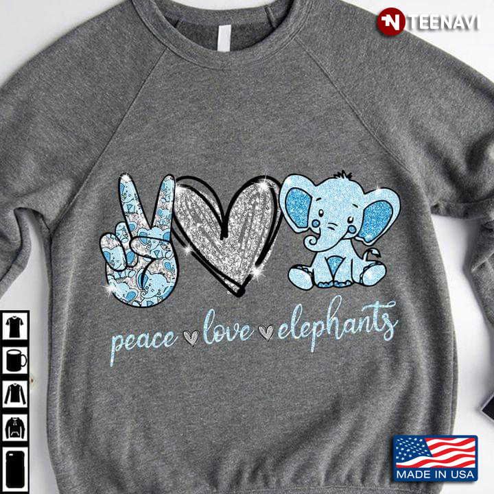 Peace Love Elephants for Animal Lover