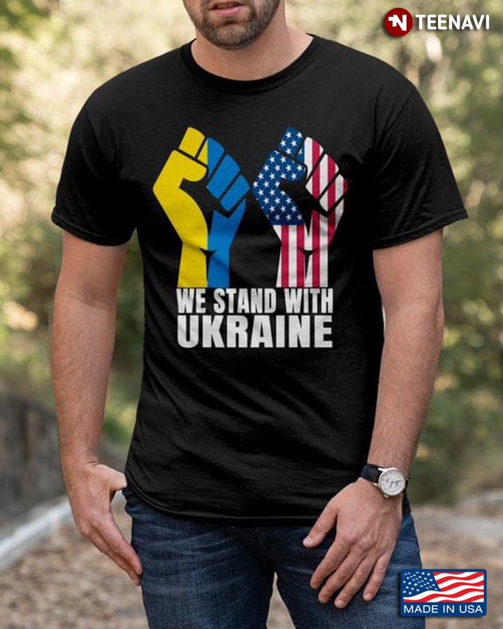We Stand With Ukraine American Flag