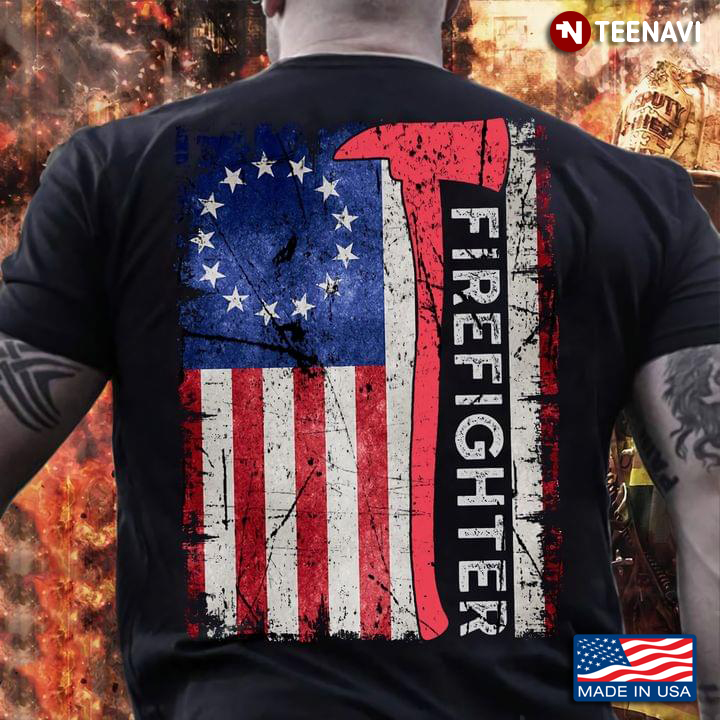 Firefighter American Flag T-Shirt - TeeNavi