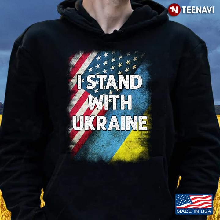 I Stand With Ukraine American Flag