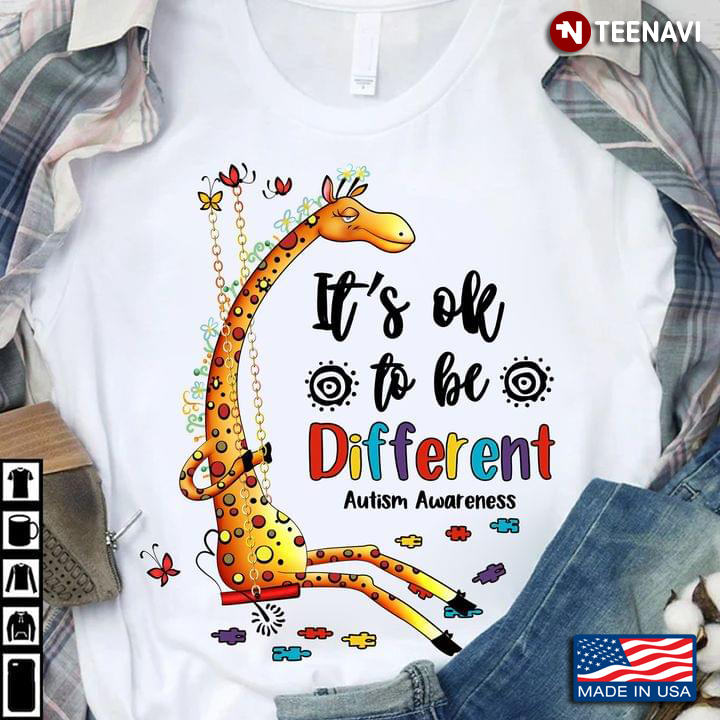 Giraffe It's Ok To Be Different Autism Awareness