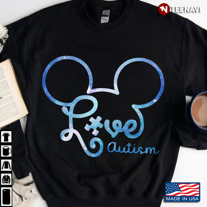 Love Autism Awareness Mickey Mouse Face