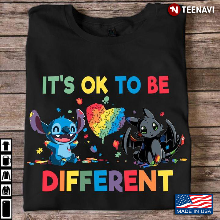 Stitch And Dragon Autism Awareness It's Ok To Be Different