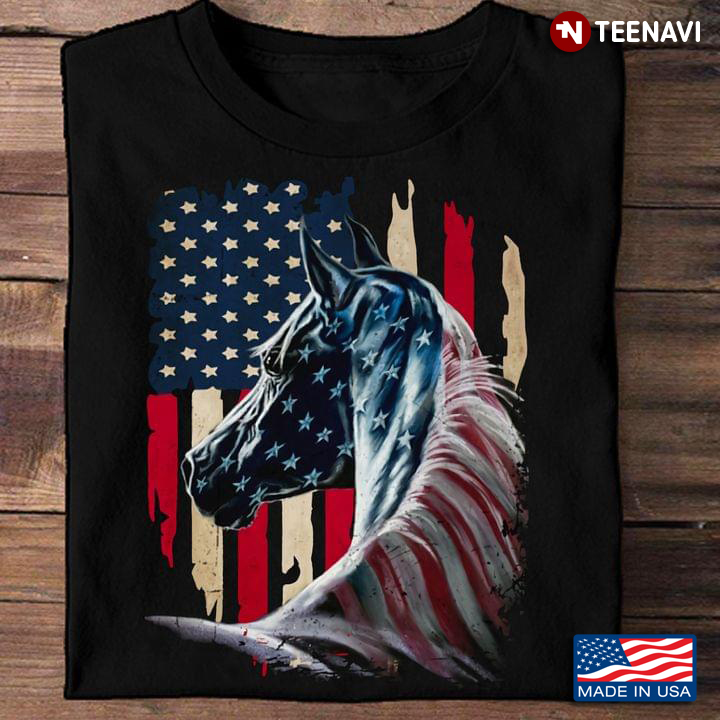 Horse And American Flag for 4th Of July