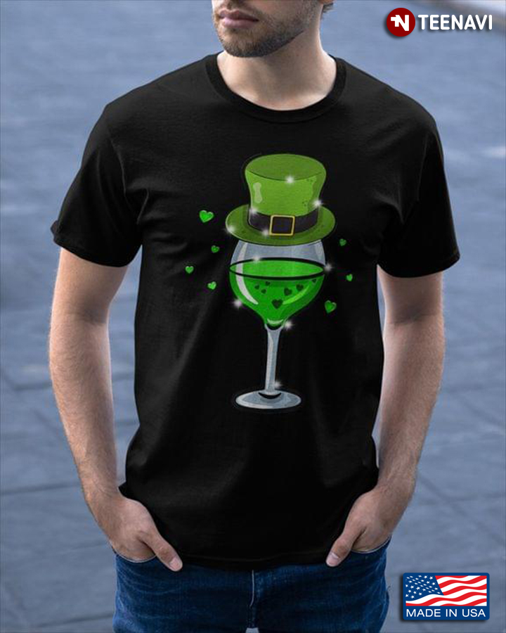 A Glass Of Wine With Leprechaun Hat for St Patrick's Day