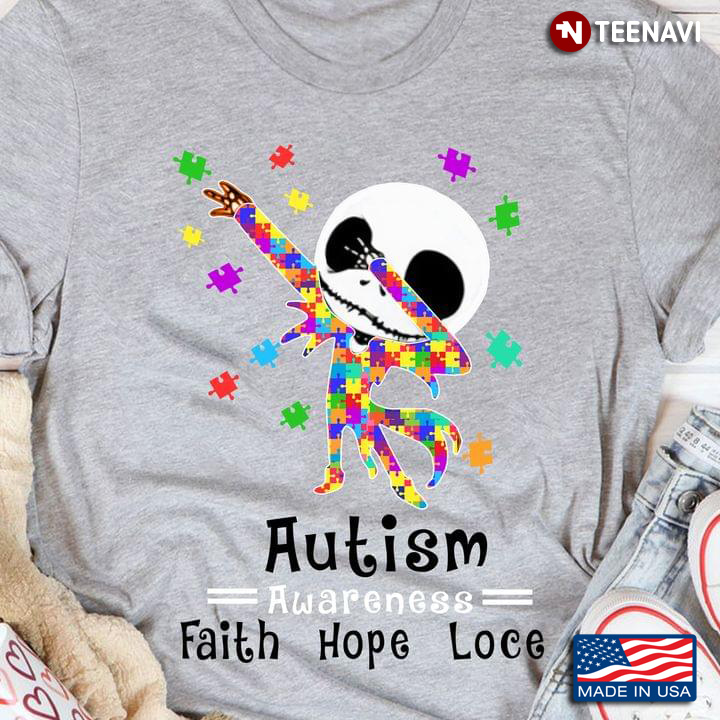 Jack Skellington Autism Awareness Faith Hope Love T-Shirt