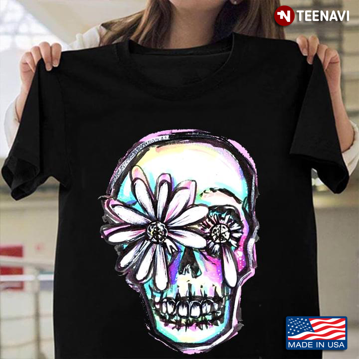 Skull With Daisy Cool Design