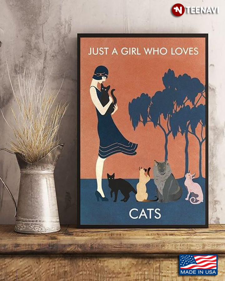 Vintage Girl Surrounded By Cats Just A Girl Who Loves Cats