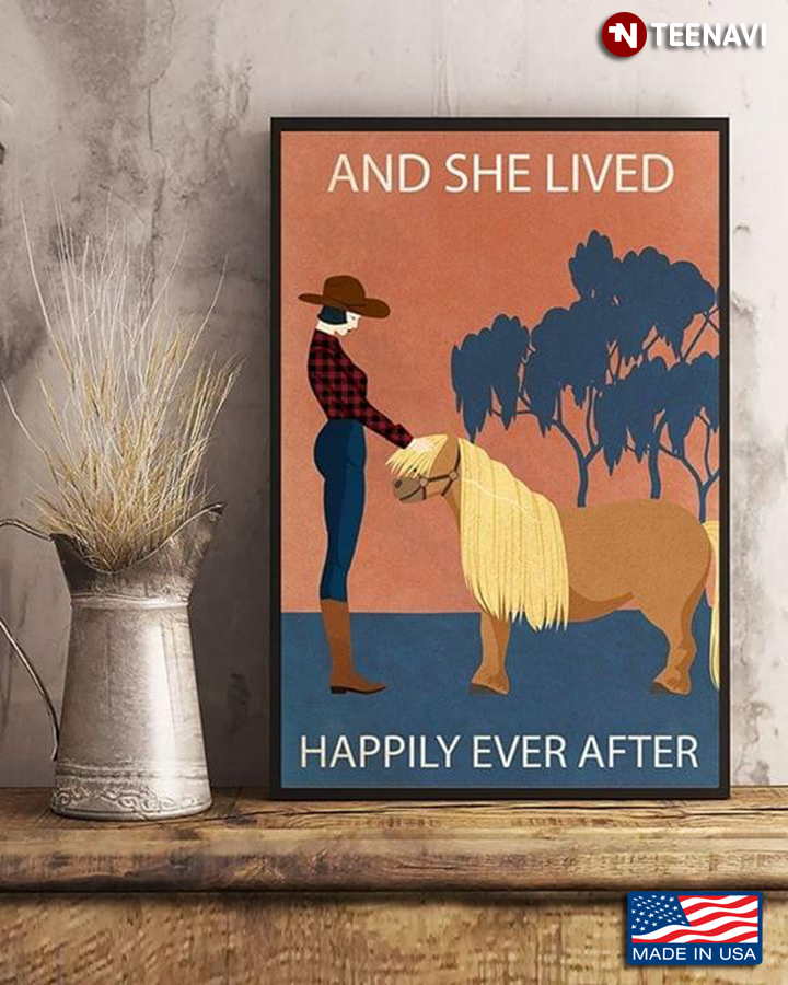 Vintage Cowgirl With Shetland Pony And She Lived Happily Ever After