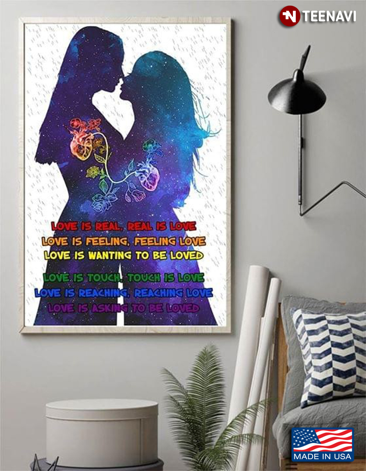 LGBT Lesbian Couple Silhouette Love Is Real Real Is Love