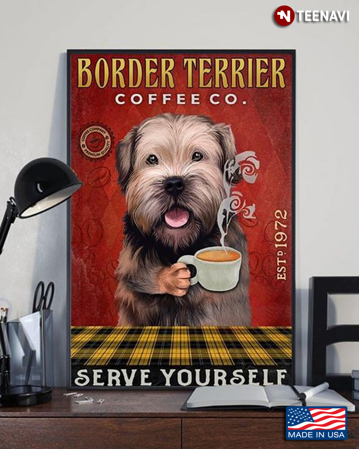 Vintage Border Terrier Coffee Co. Est.1972 Serve Yourself