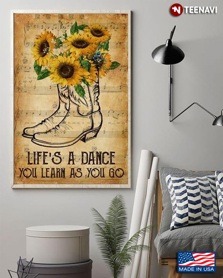 Sheet Music Theme Boots & Sunflowers Life's A Dance You Learn As You Go