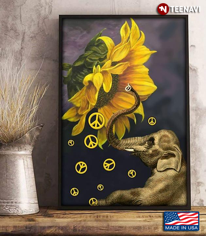 Vintage Hippie Elephant With Sunflower