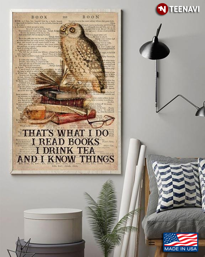 Dictionary Theme Owl That’s What I Do I Read Books I Drink Tea And I Know Things