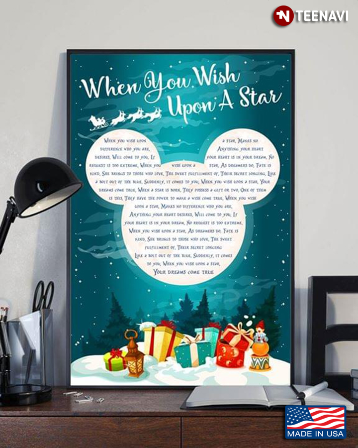 Christmas Theme Disney Mickey Mouse Typography When You Wish Upon A Star Lyrics
