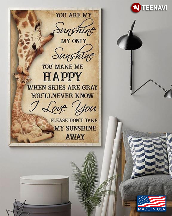 Vintage Giraffe Parent & Baby You Are My Sunshine Lyrics