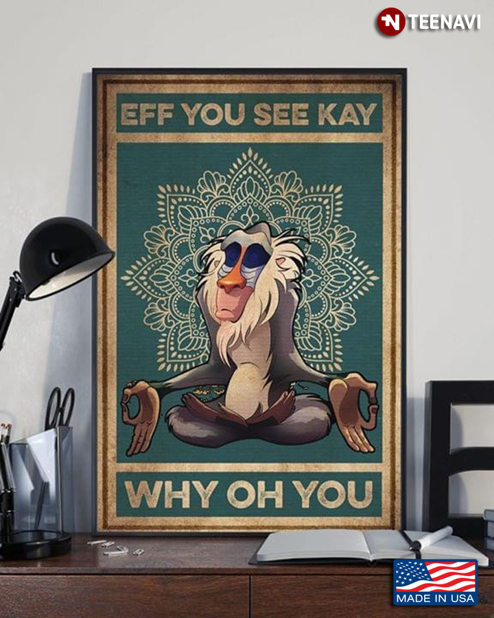 Vintage Old Monkey Doing Yoga Eff You See Kay Why Oh You
