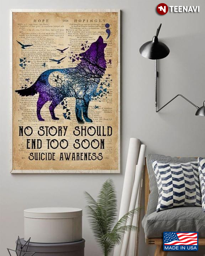Dictionary Theme Wolf Howling No Story Should End Too Soon Suicide Awareness