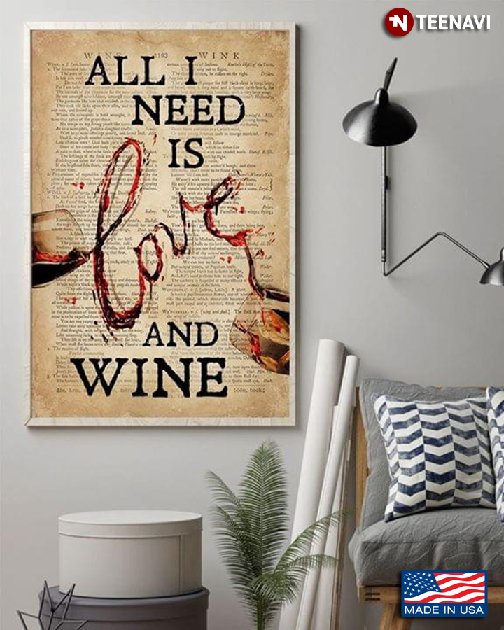 Vintage Dictionary Theme All I Need Is Love And Wine