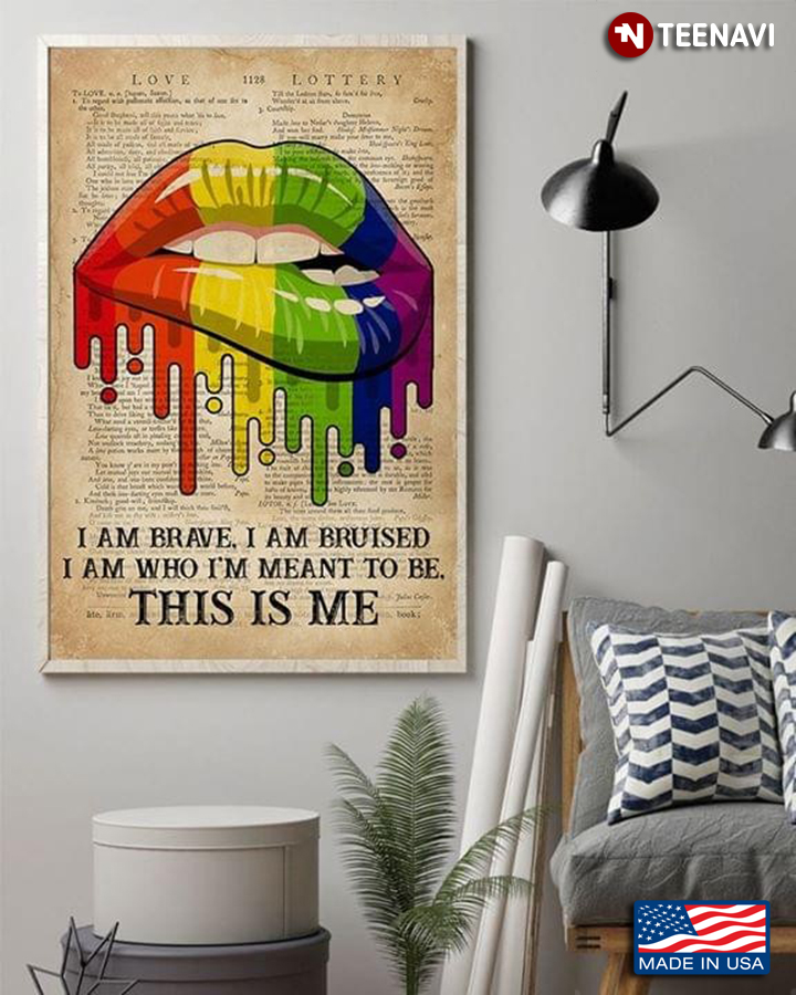 Dictionary Theme LGBT Lips I Am Brave I Am Bruised I Am Who I'm Meant To Be