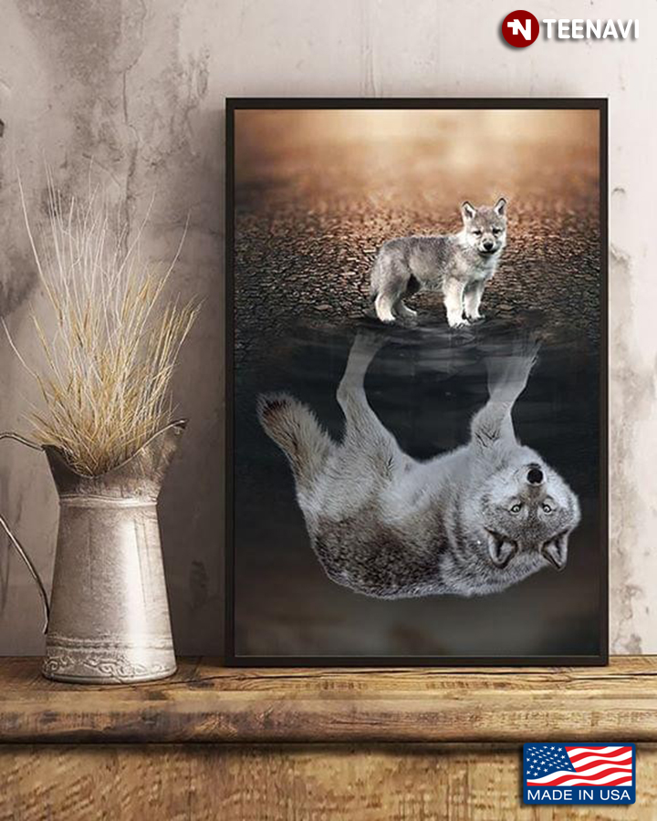 Wolf Water Reflection for Wolf Lovers