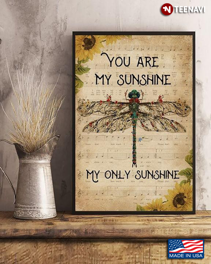Sheet Music Theme Sunflower Dragonfly You Are My Sunshine My Only Sunshine