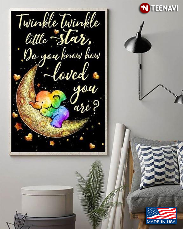 LGBT Elephant On Gold Glitter Crescent Moon Twinkle Twinkle Little Star Lyrics