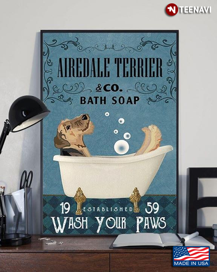 Airedale Terrier & Co. Bath Soap Established 1959 Wash Your Paws