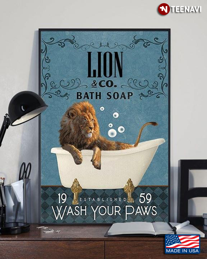 Lion In The Bathtub Lion & Co. Bath Soap Established 1959 Wash Your Paws