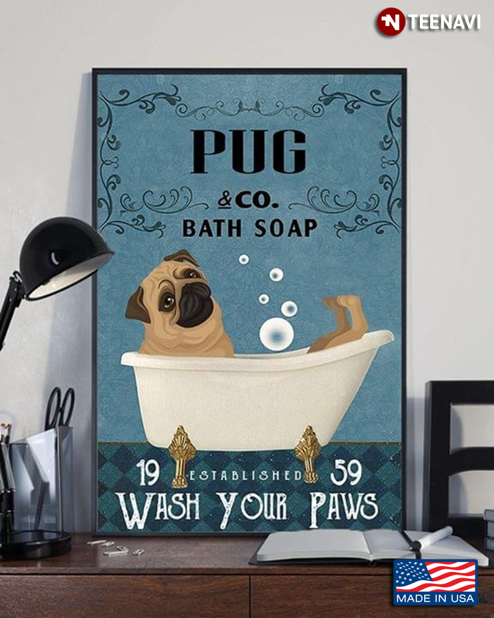 Pug & Co. Bath Soap Established 1959 Wash Your Paws