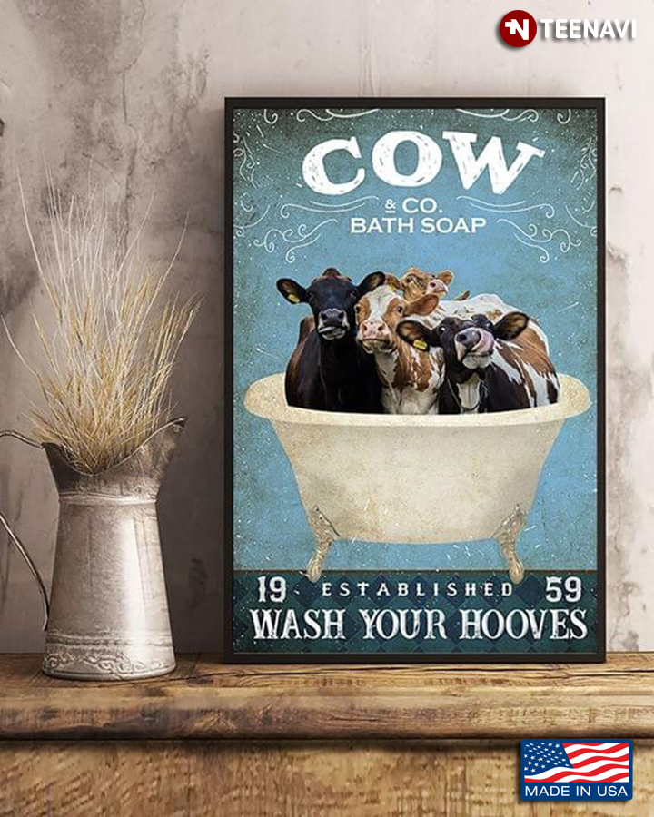 Four Cows In The Bathtub Cow & Co. Bath Soap Established 1959 Wash Your Hooves
