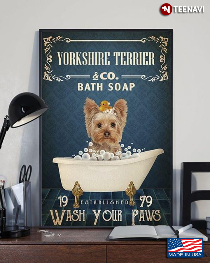 Dog With Rubber Duck Yorkshire Terrier & Co. Bath Soap Est.1979 Wash Your Paws