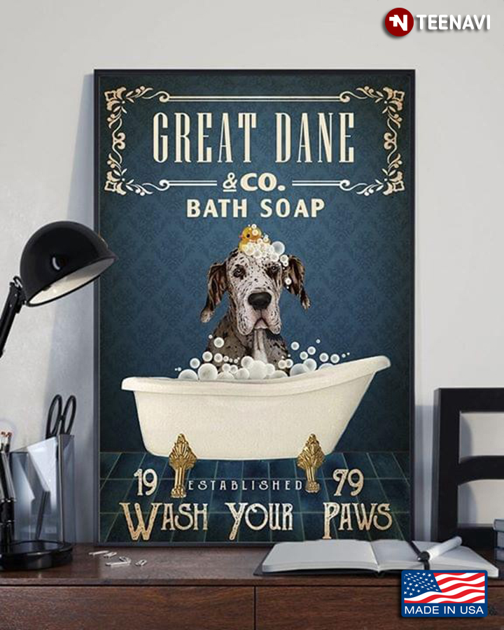 Dog With Rubber Duck Great Dane & Co. Bath Soap Est.1979 Wash Your Paws
